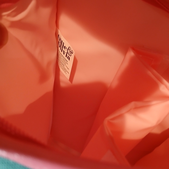 NWOT Ollie & Olivia Pink and Teal Striped Insulated Bag - Picture 8 of 9